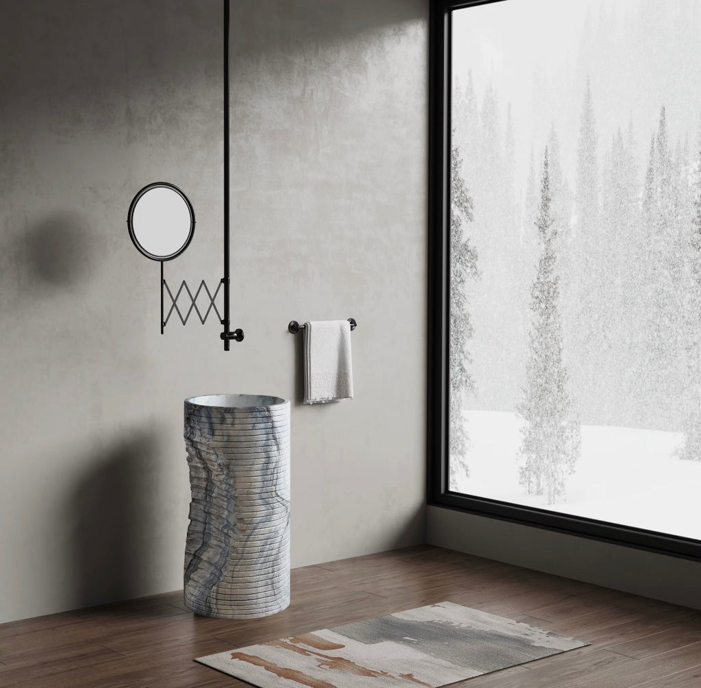 Lorenza Sculptural Stone Pedestal Sink