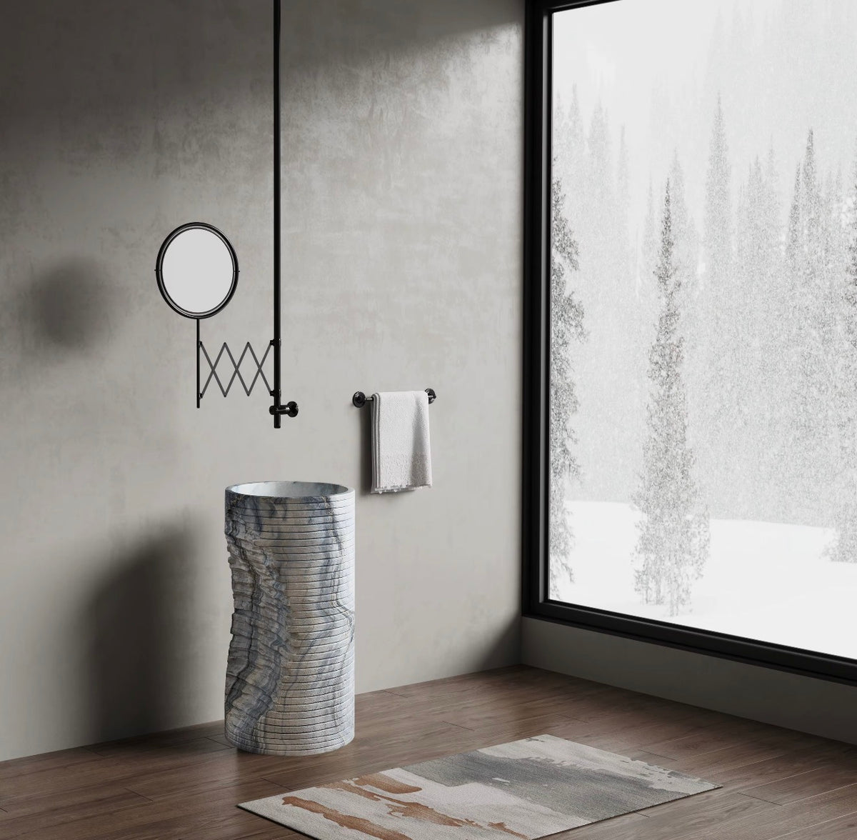 Lorenza Sculptural Stone Pedestal Sink