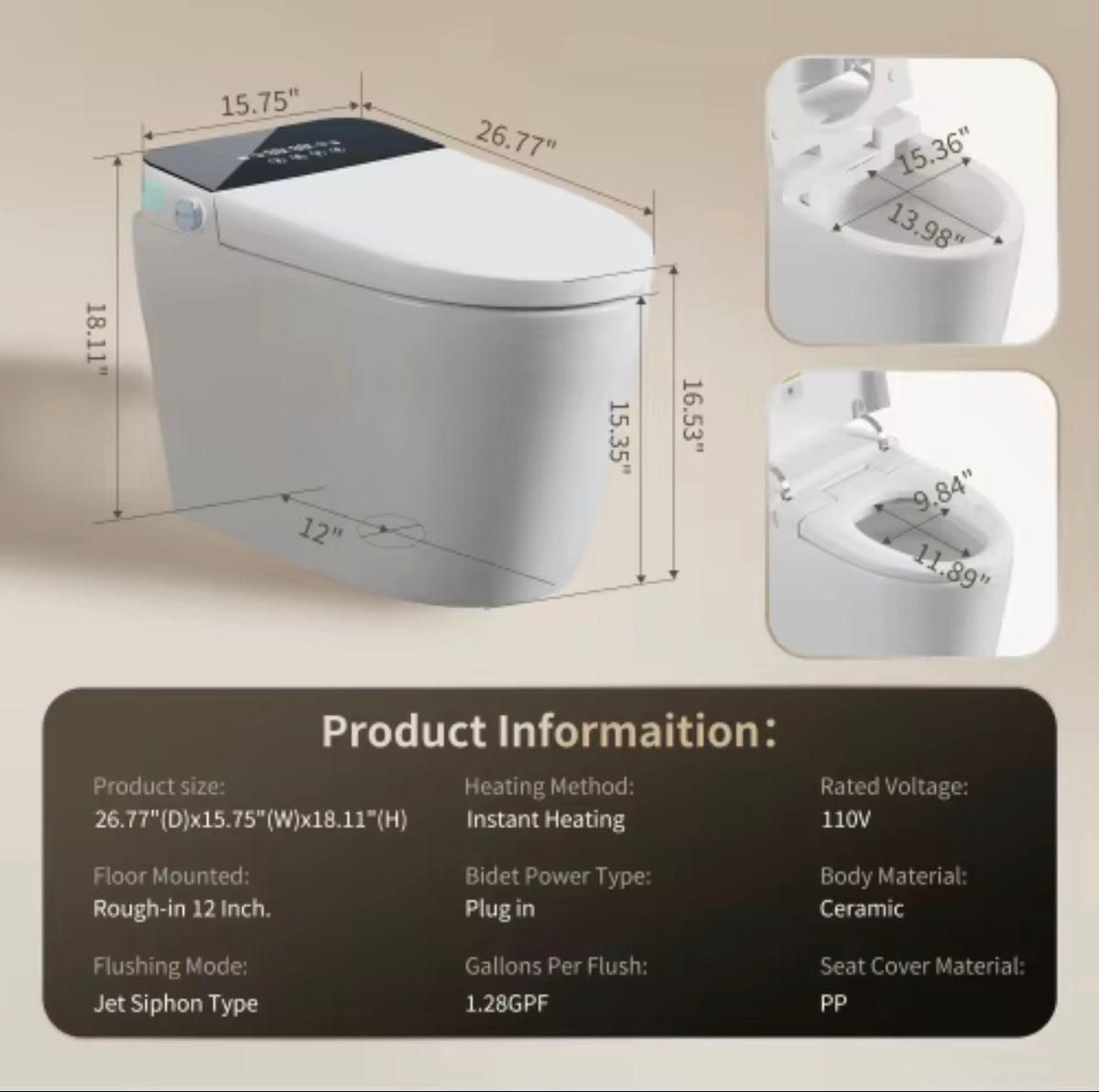 Luciano Intelligent Bidet Smart Toilet
