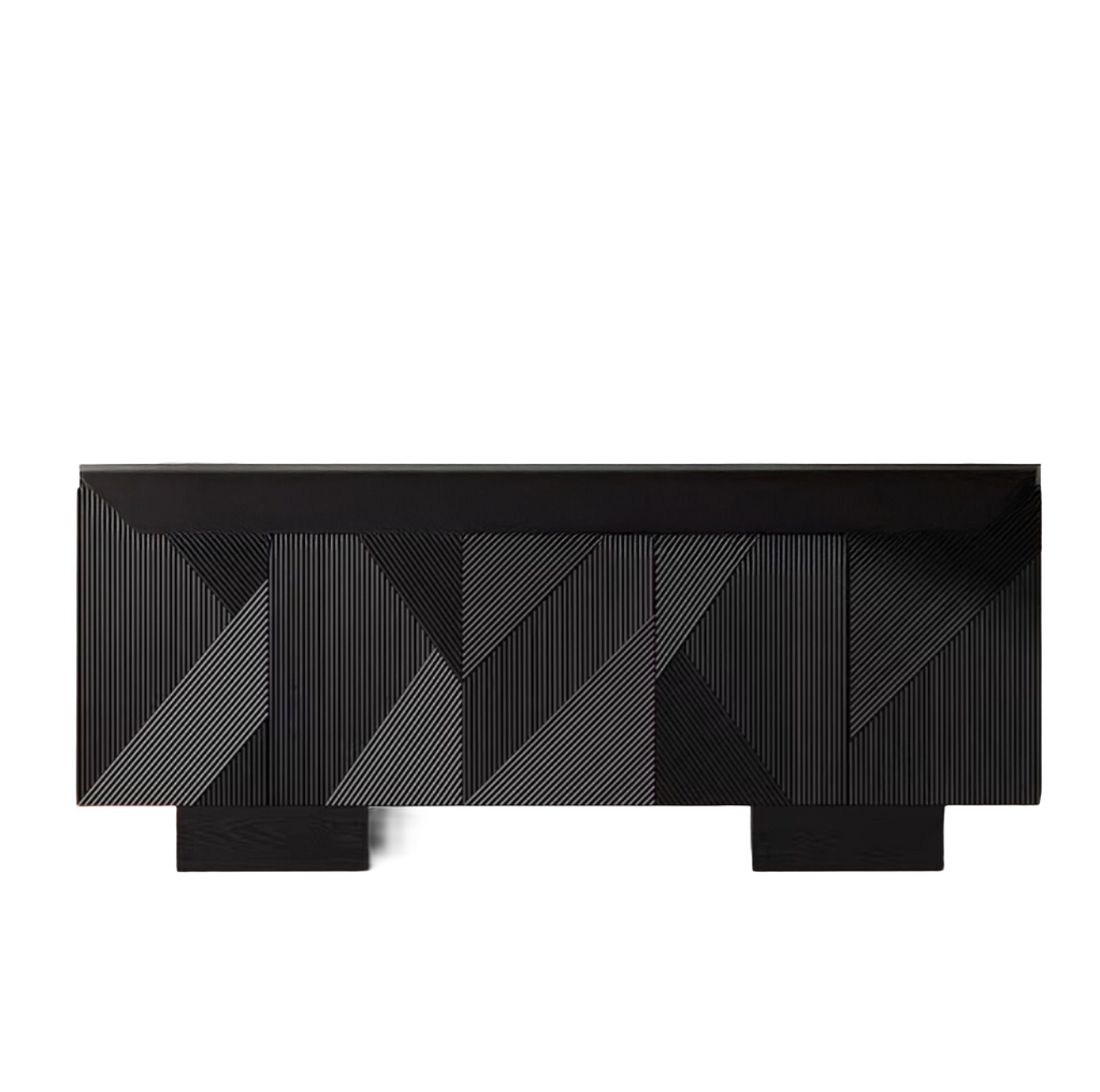 Casa Milano Geometric Sideboard Cabinet – Black & Walnut