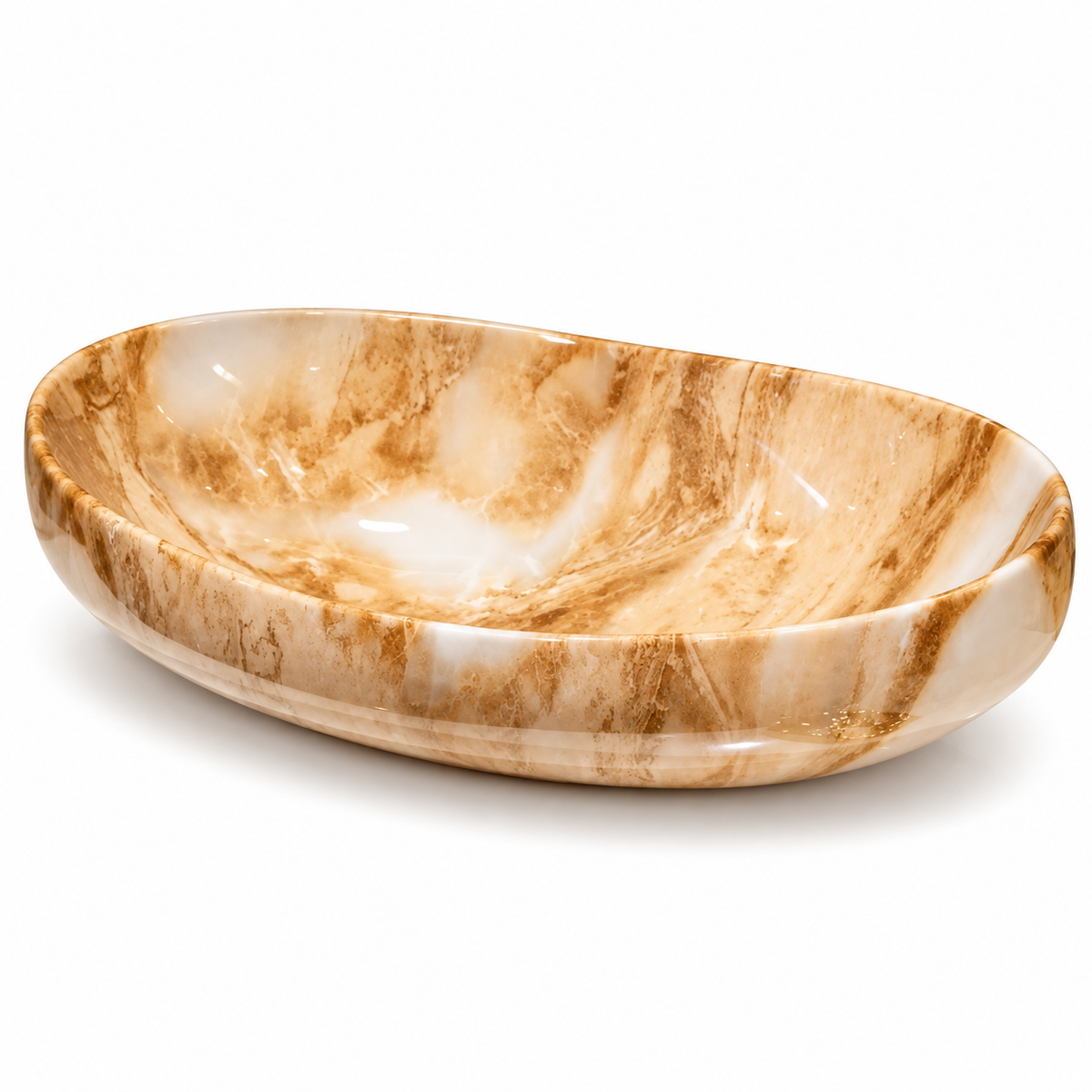 Seraphina Marble-Pattern Oval Vessel Sink