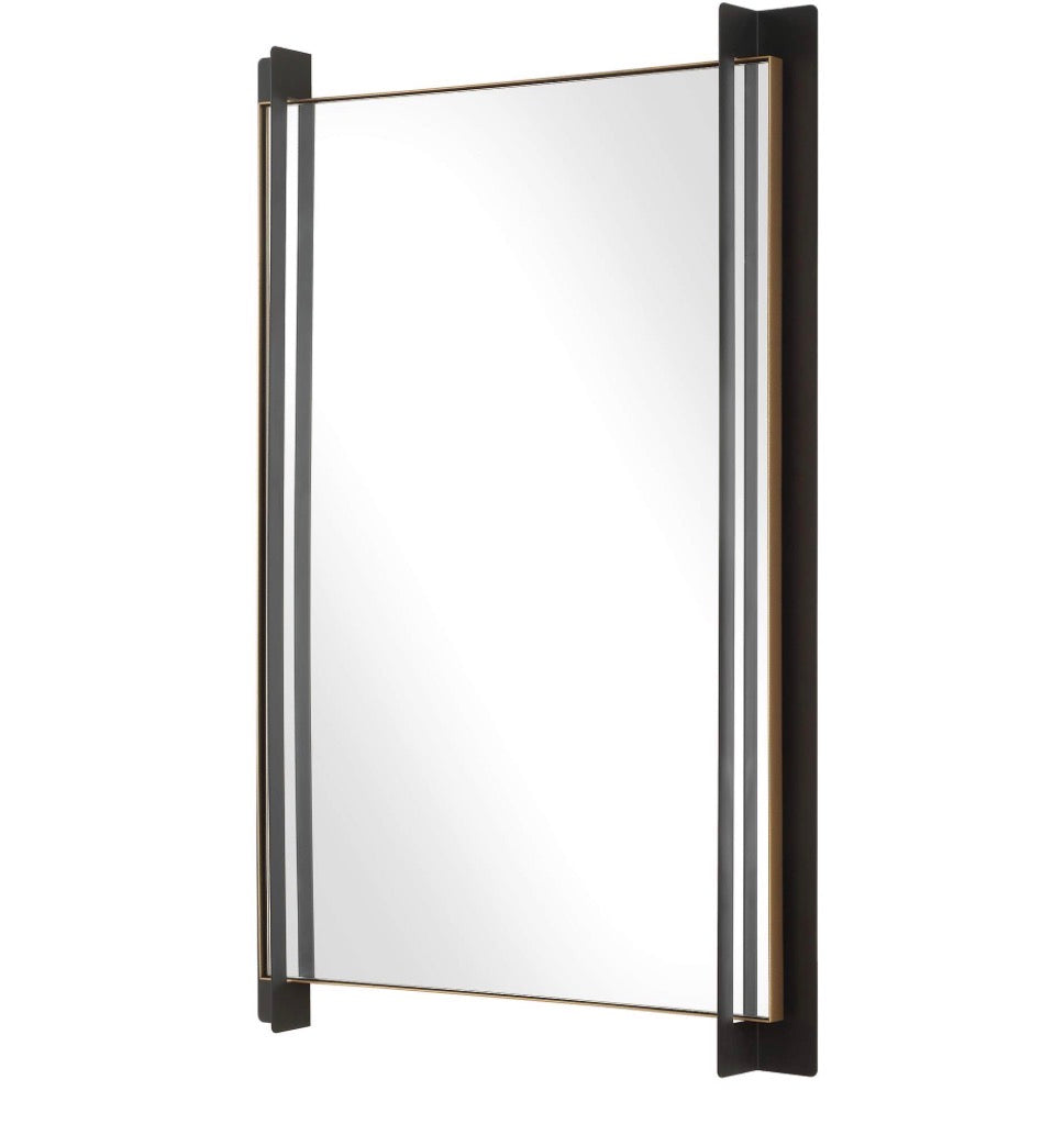 Casa Milano – Cunene Rectangular Wall Mirror (Black & Gold Leaf)