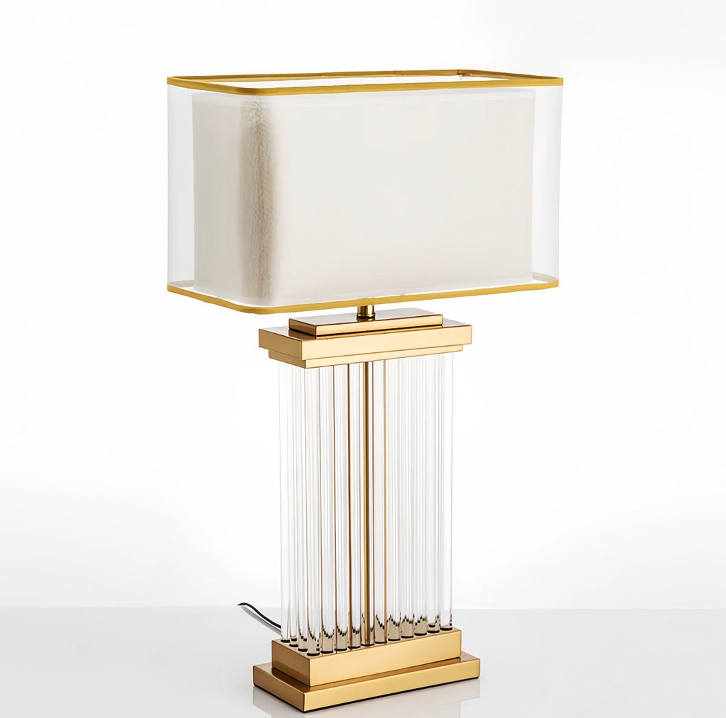 Casa Milano™ Aurora Crystal Table Lamp – Brass & Fabric Luxury Desk Light