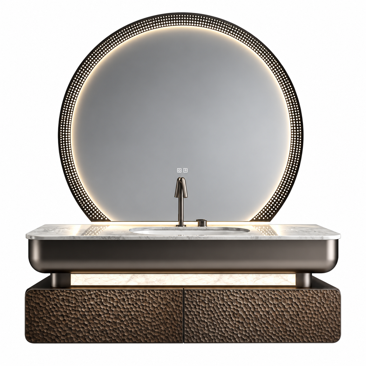 Adelaide Natural Marble & Stainless Steel Luxury Bathroom Vanity with LED Mirror