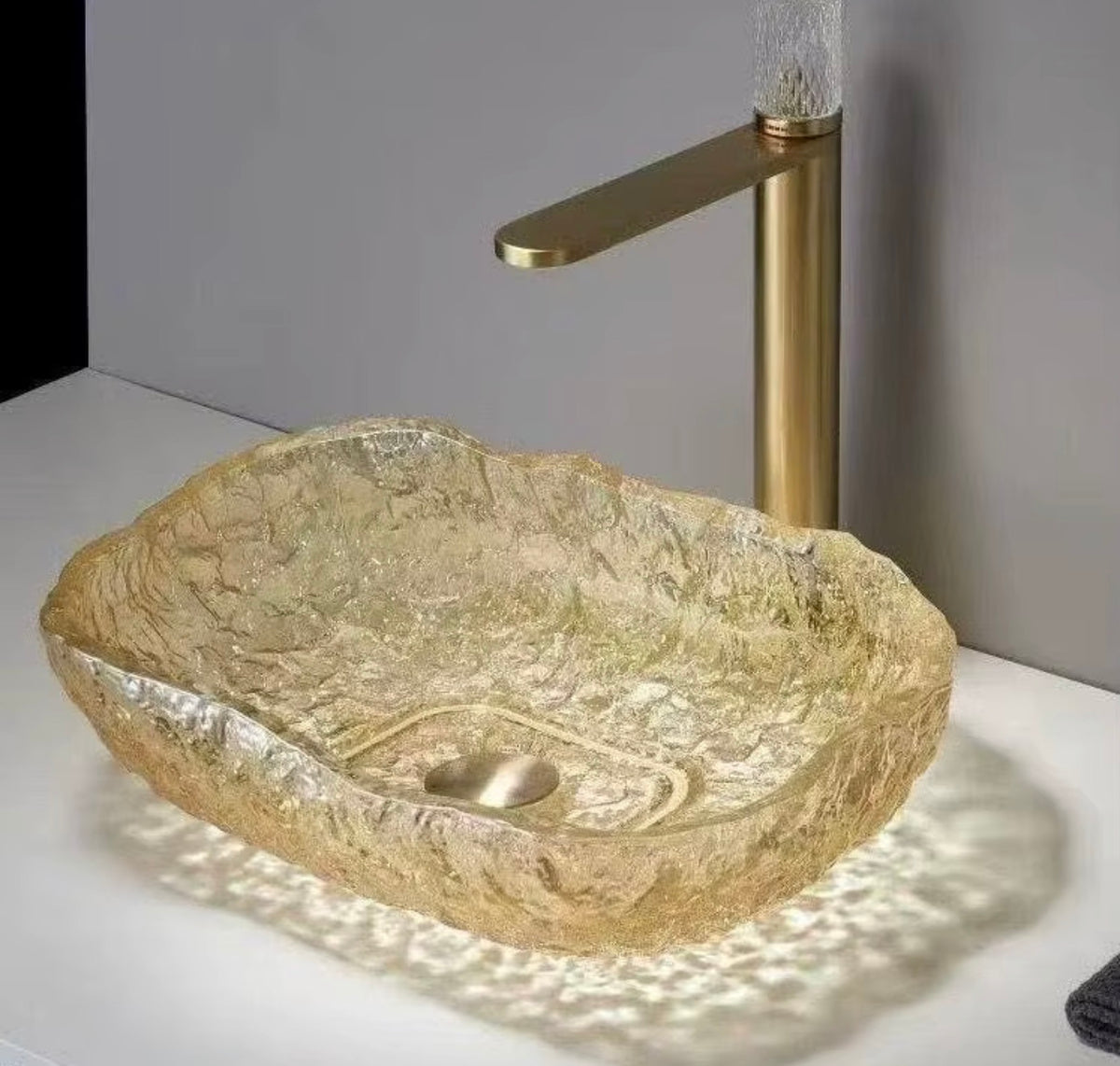 Ginevra Sculptural Crystal Glass Vessel Sink