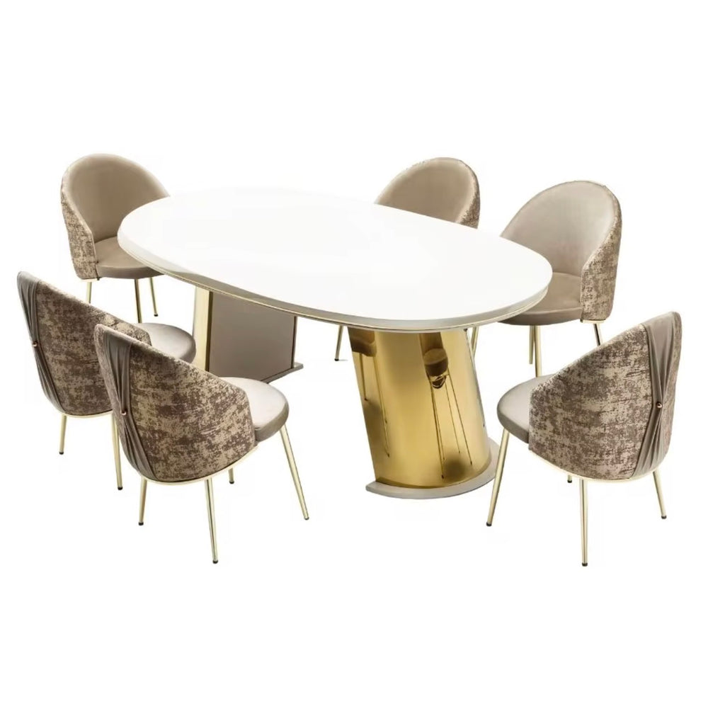Casa Milano Milano Oval Luxury Dining Table Set – 6 Seater