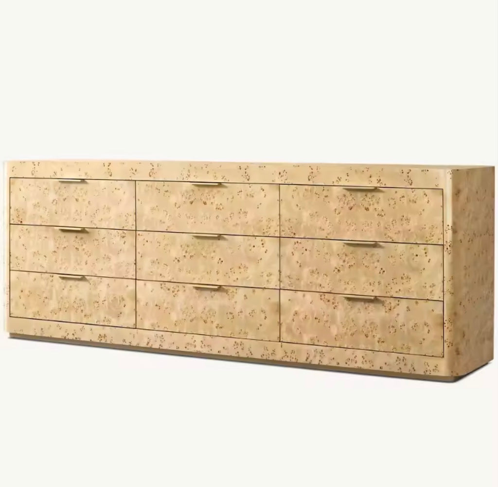 Casa Milano – Kensington Burl Wood 9-Drawer Dresser