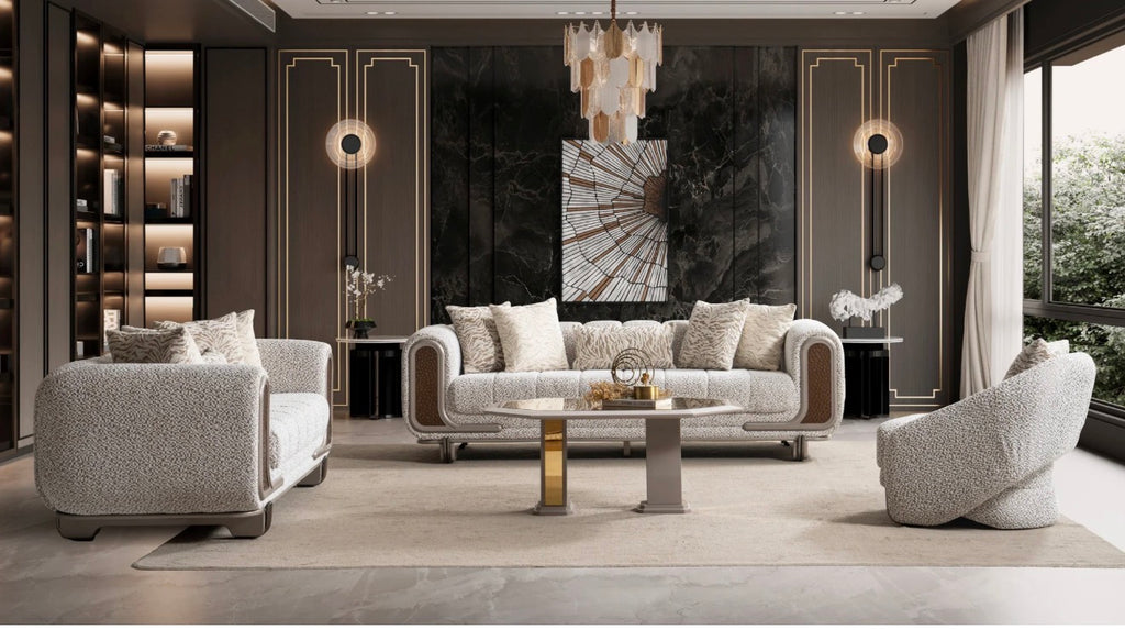 Casa Milano - Lora Luxury Living Room Set – Textured Fabric Design