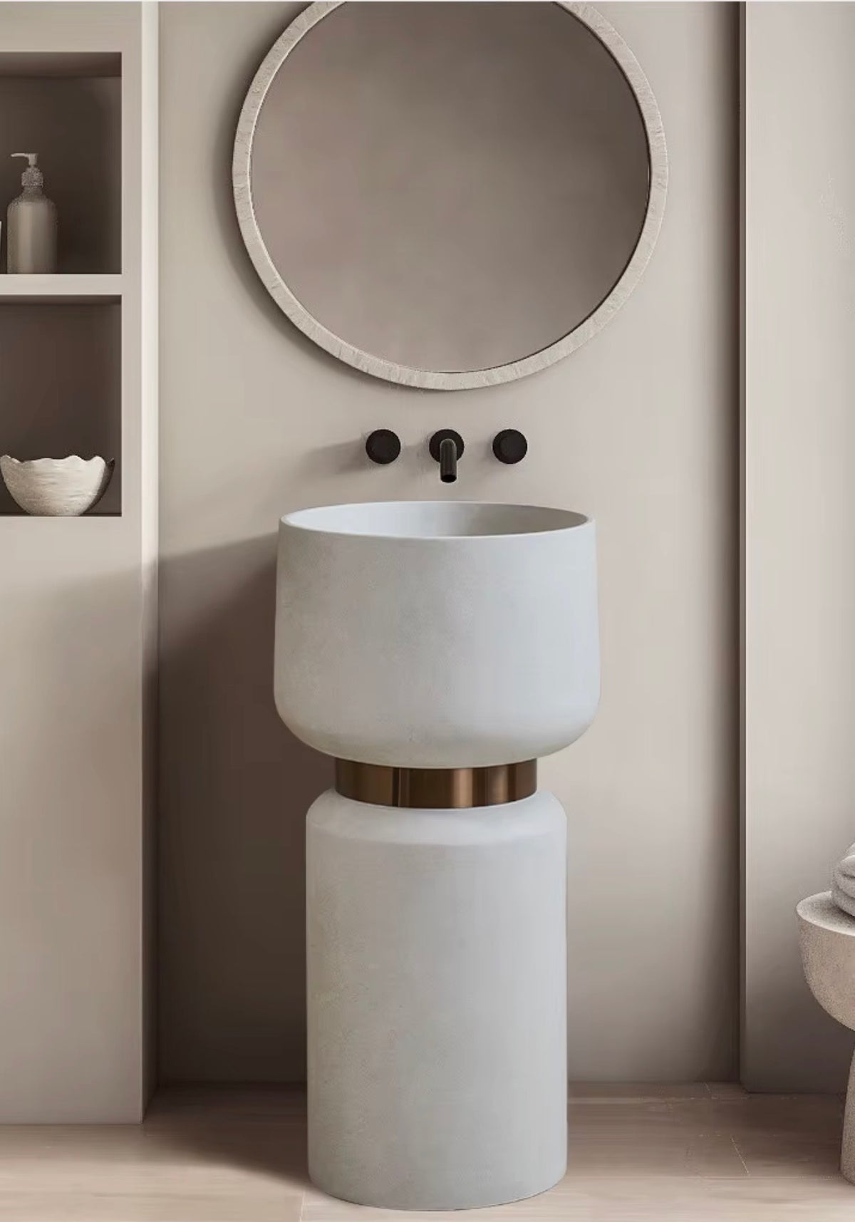Aveline European Artificial Stone Pedestal Sink