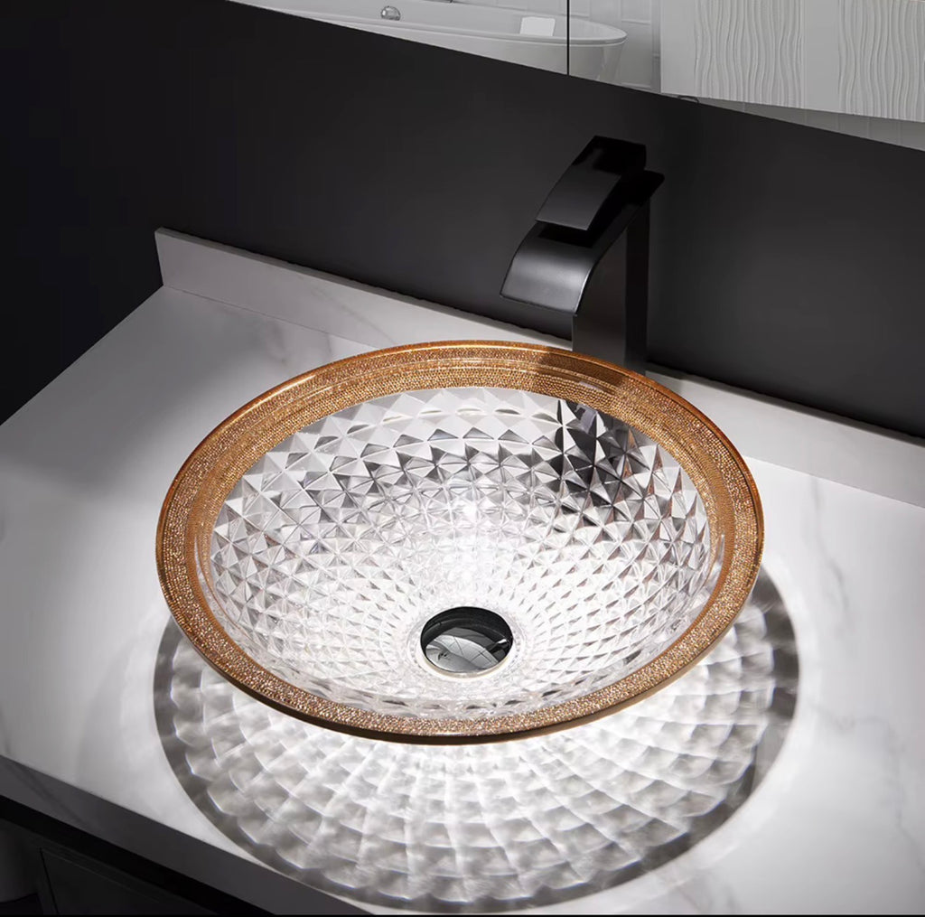 Leonora Gold-Rim Faceted Glass
