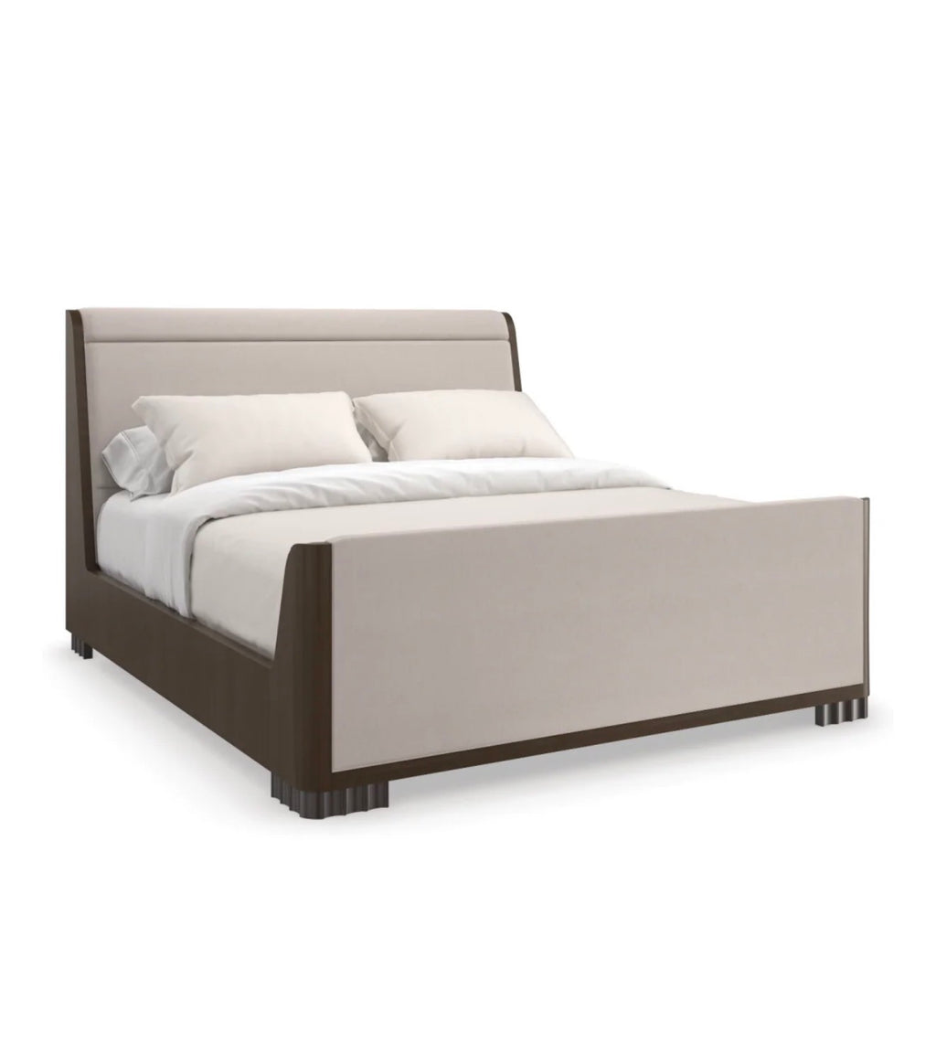 Casa Milano Dark Brown Modern Queen Bed – Upholstered Slow Wave Design