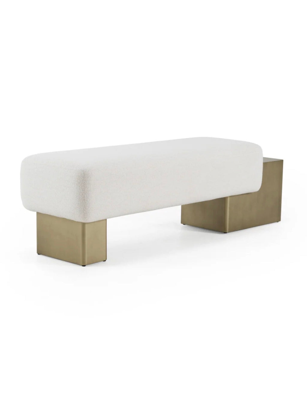 Casa Milano – Modern Triumph Upholstered Bench (White Fabric & Gold Base)