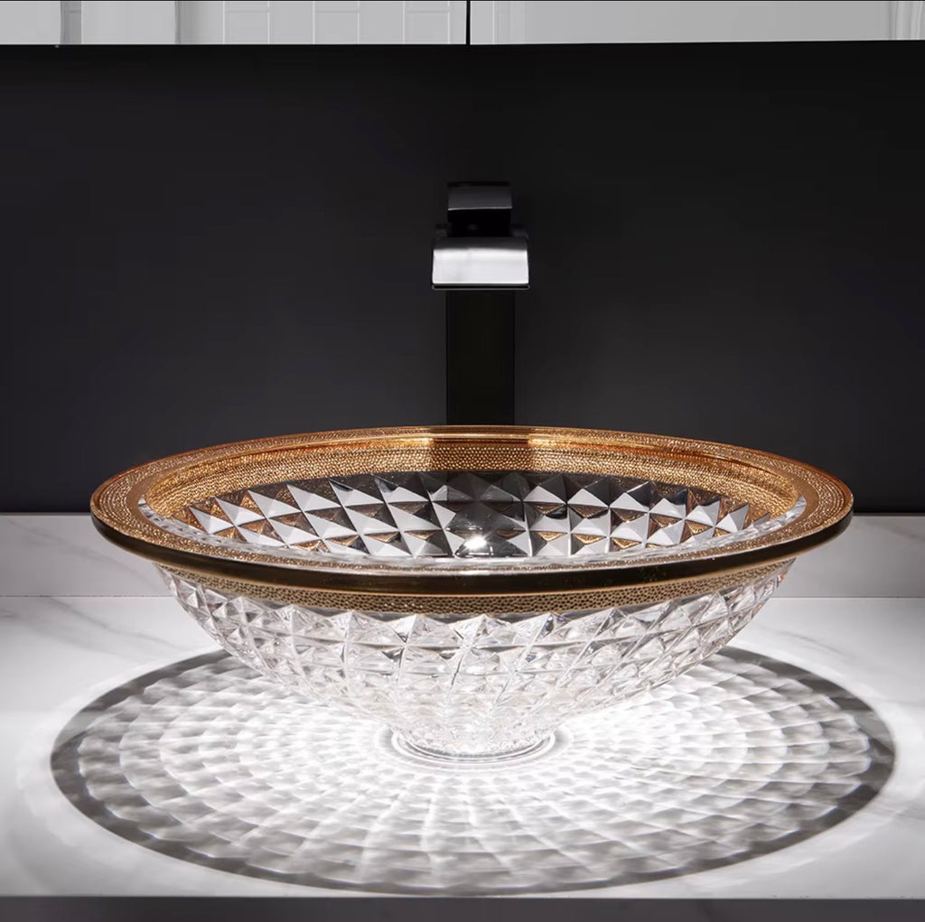 Leonora Gold-Rim Faceted Glass