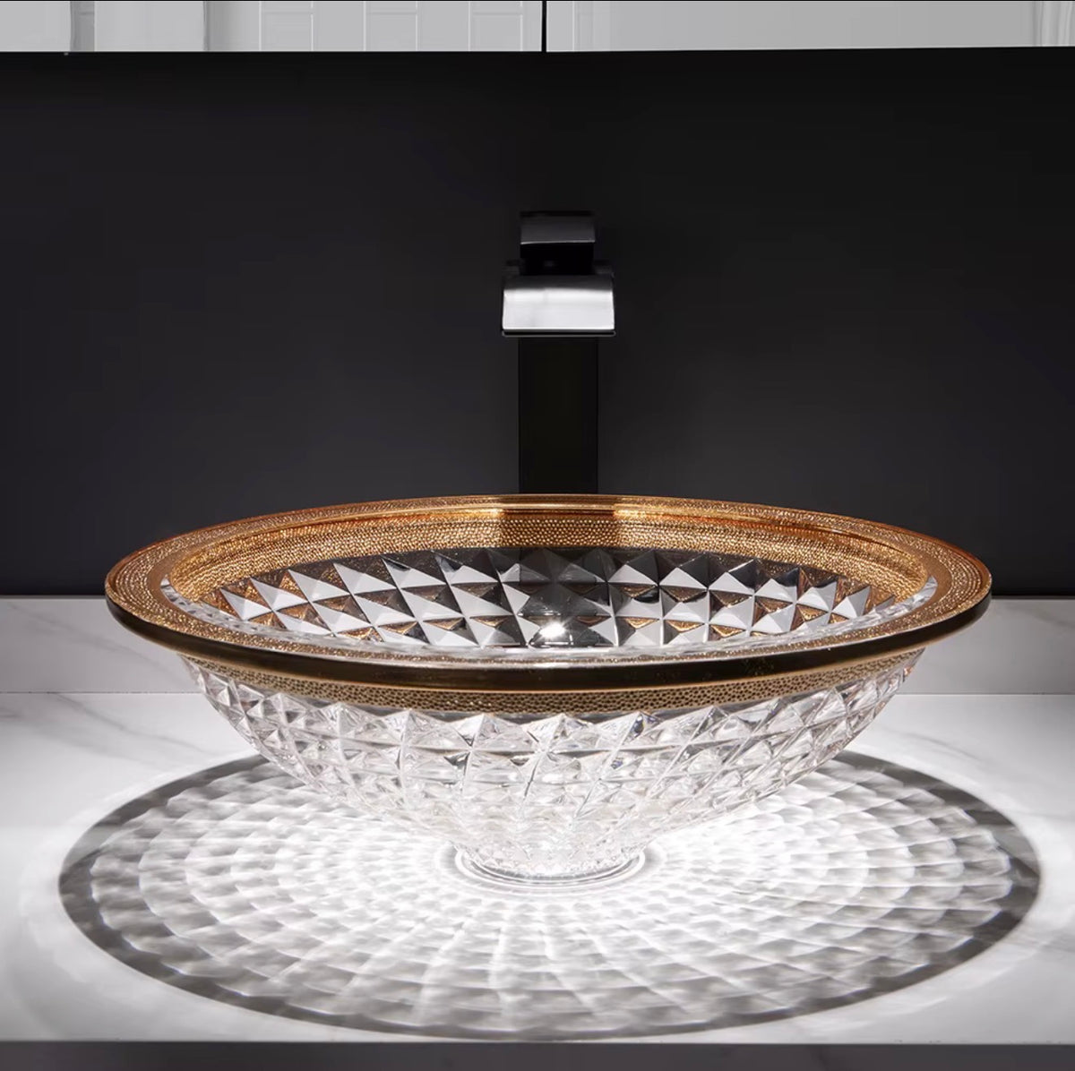 Leonora Gold-Rim Faceted Glass