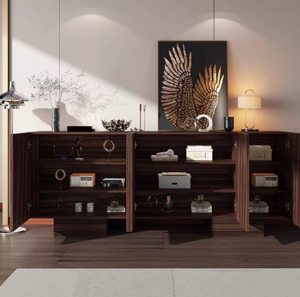 Casa Milano Geometric Sideboard Cabinet – Black & Walnut