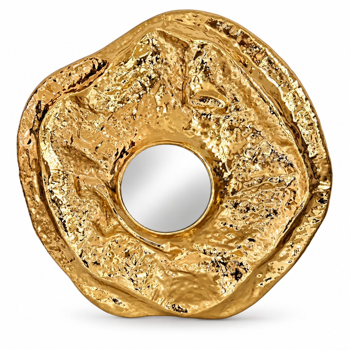 Aurelio Sculptural Brass Wall Art with Reflective Center