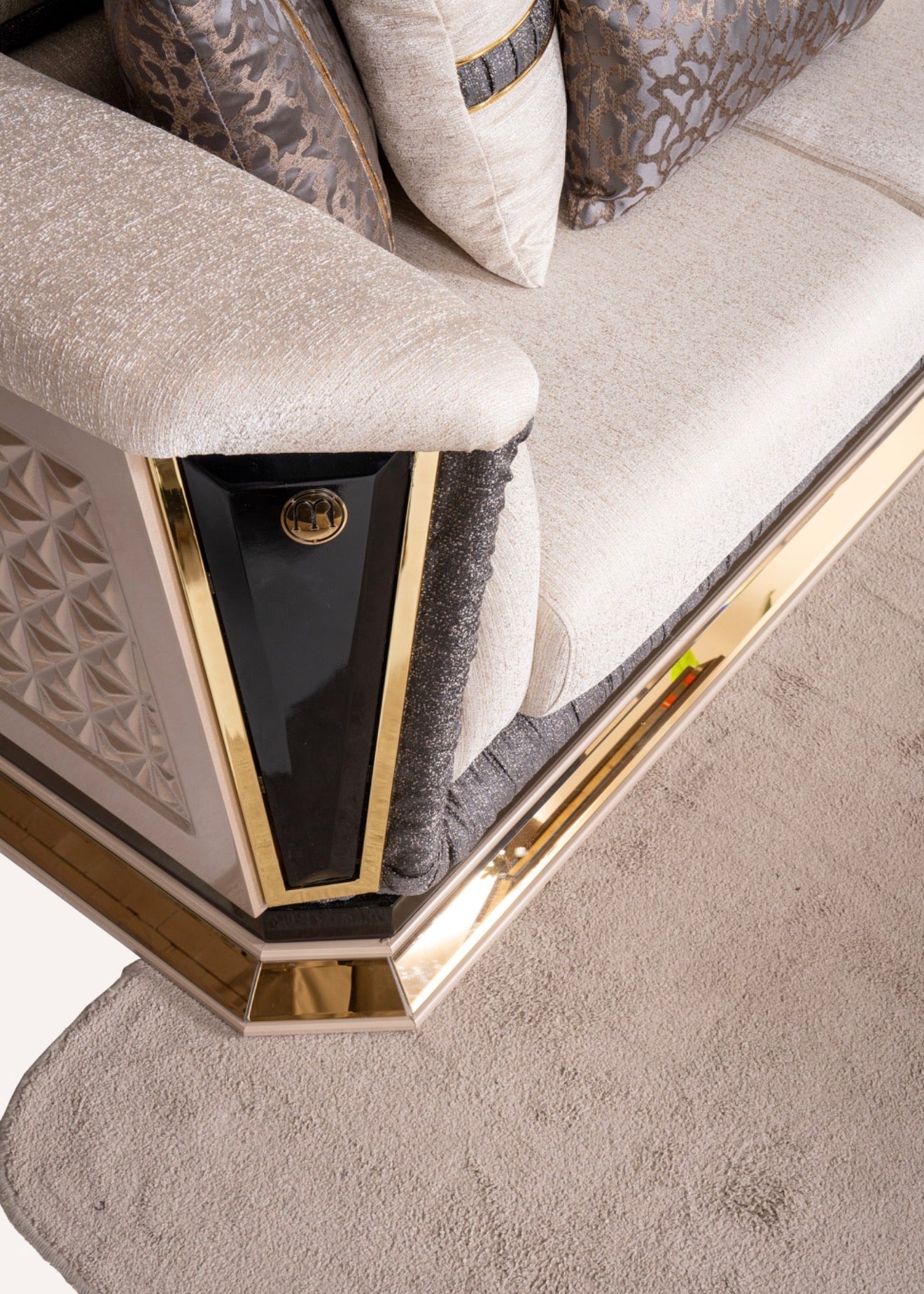 Casa Milano Diamond Collection Luxury Sofa Set with Gold Accents