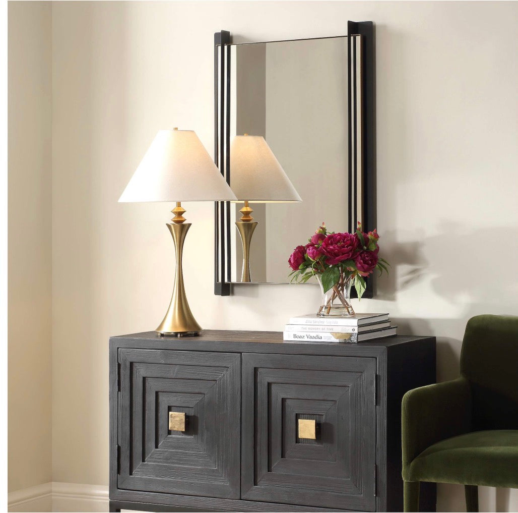 Casa Milano – Cunene Rectangular Wall Mirror (Black & Gold Leaf)