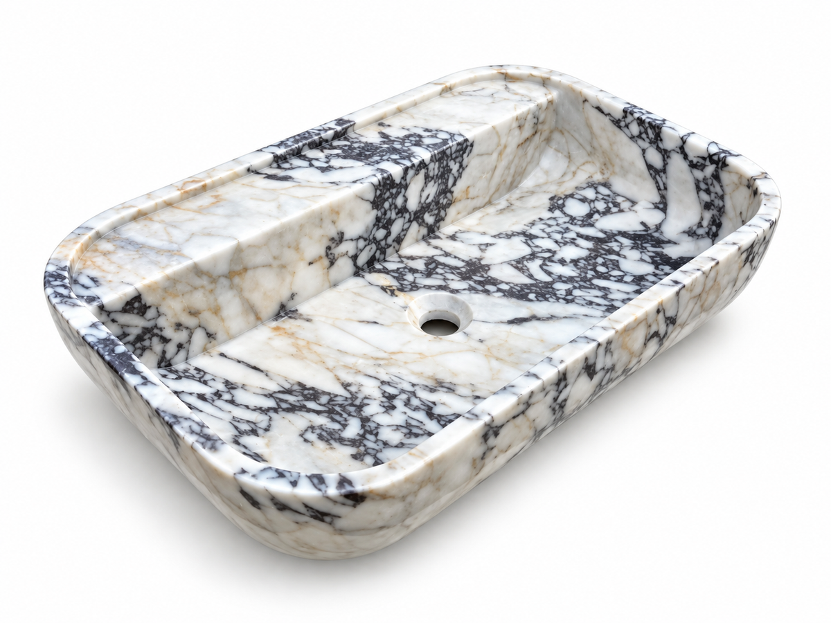 Calacatta Viola Marble Rectangular Vessel Sink