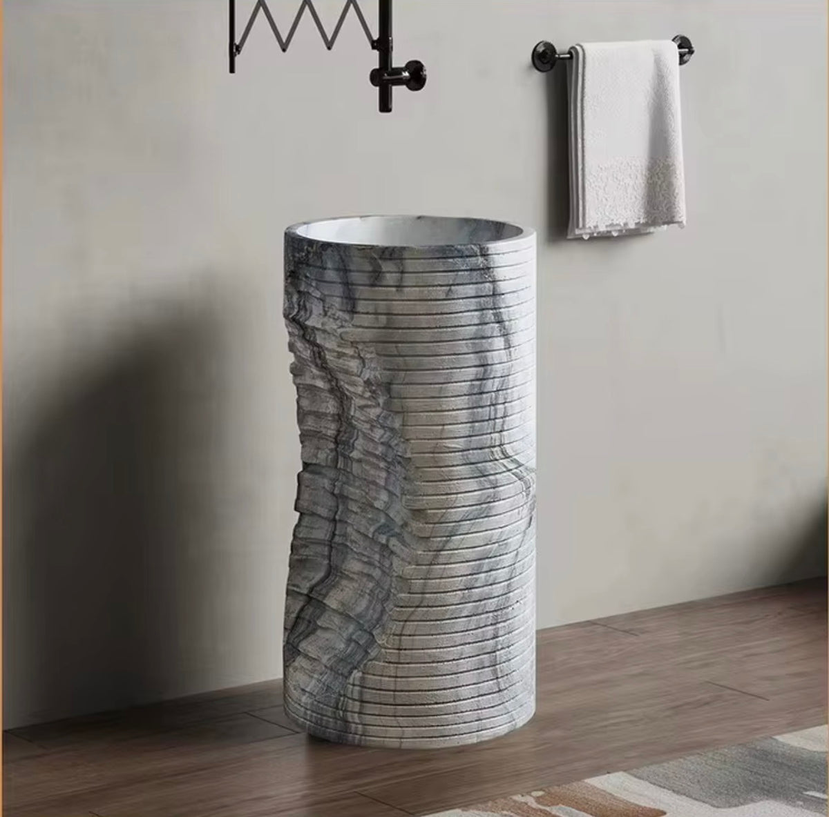 Lorenza Sculptural Stone Pedestal Sink
