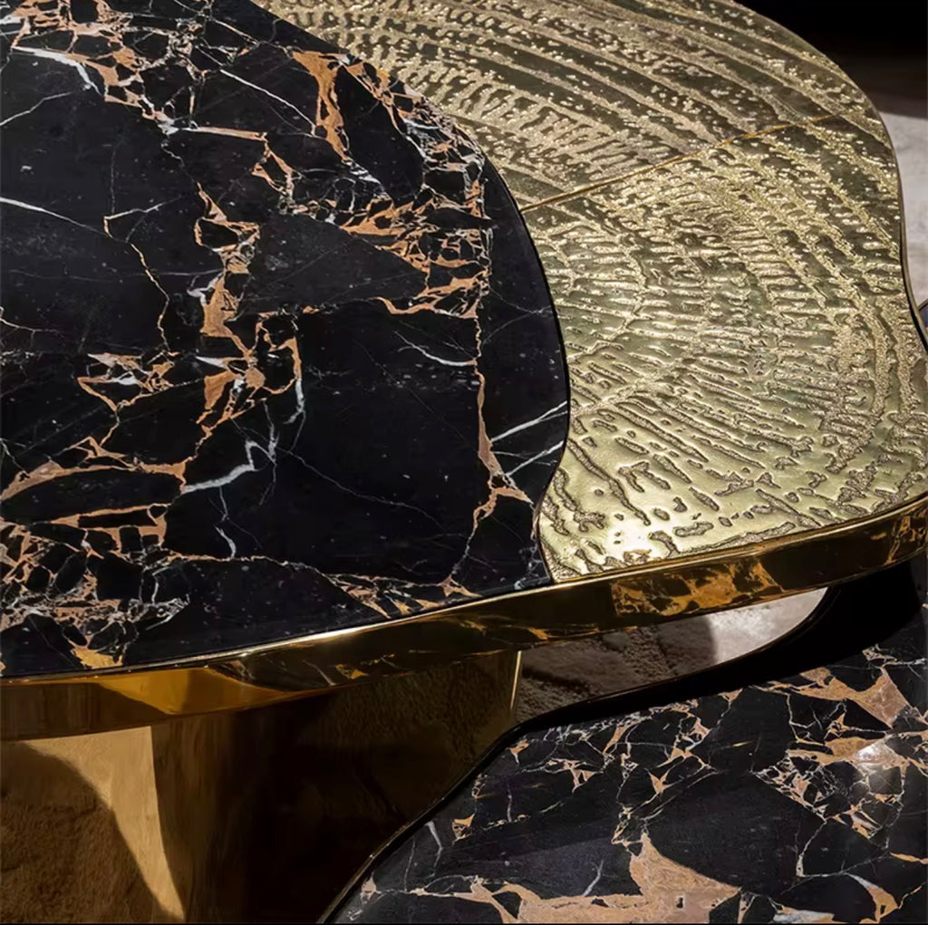 Casa Milano™ Luxury Marble Coffee Table Set – Black & White | Italian Modern Design