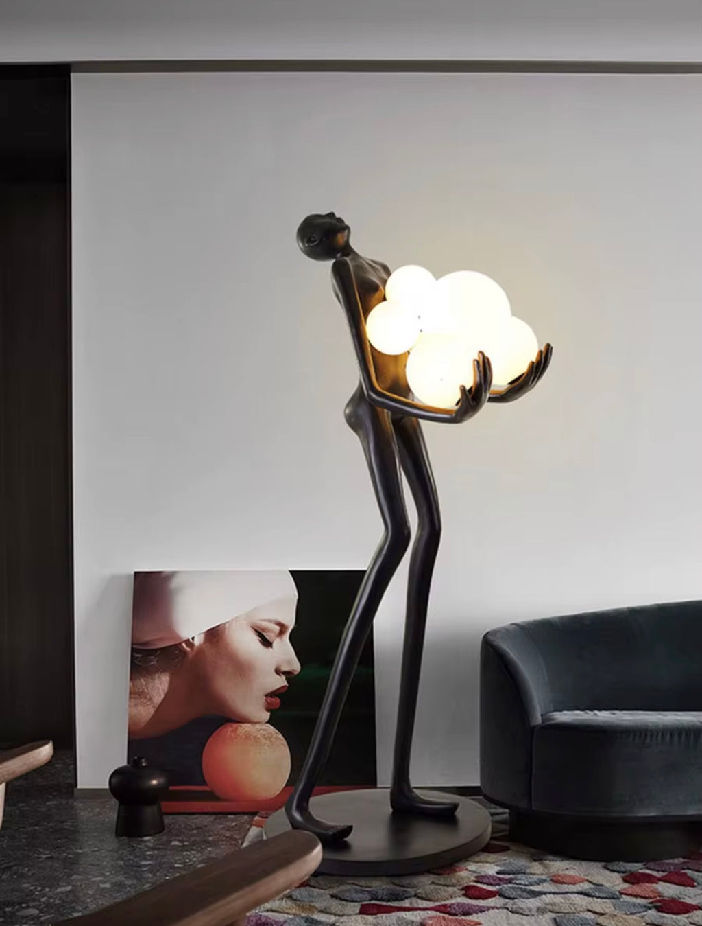 Casa Milano – Sculptural Figure Floor Lamp with Floating Glass Orbs