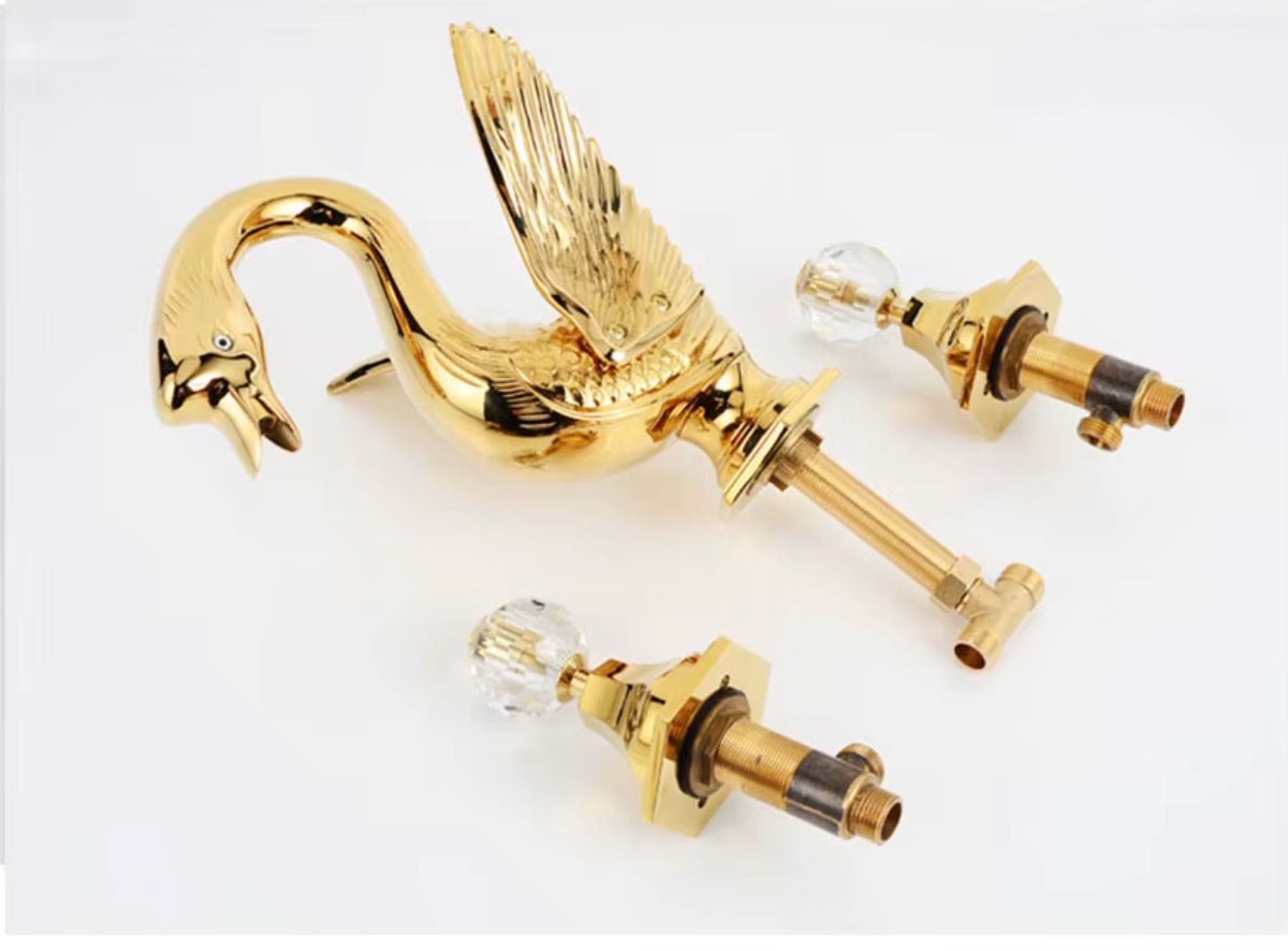 Odette Golden Swan Crystal Basin Faucet