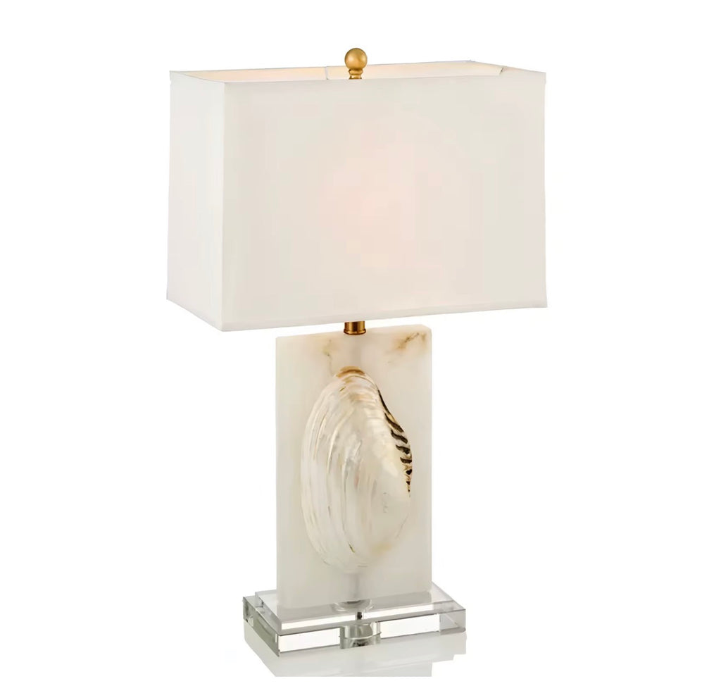 Pearl Oyster Marble & Crystal Table Lamp