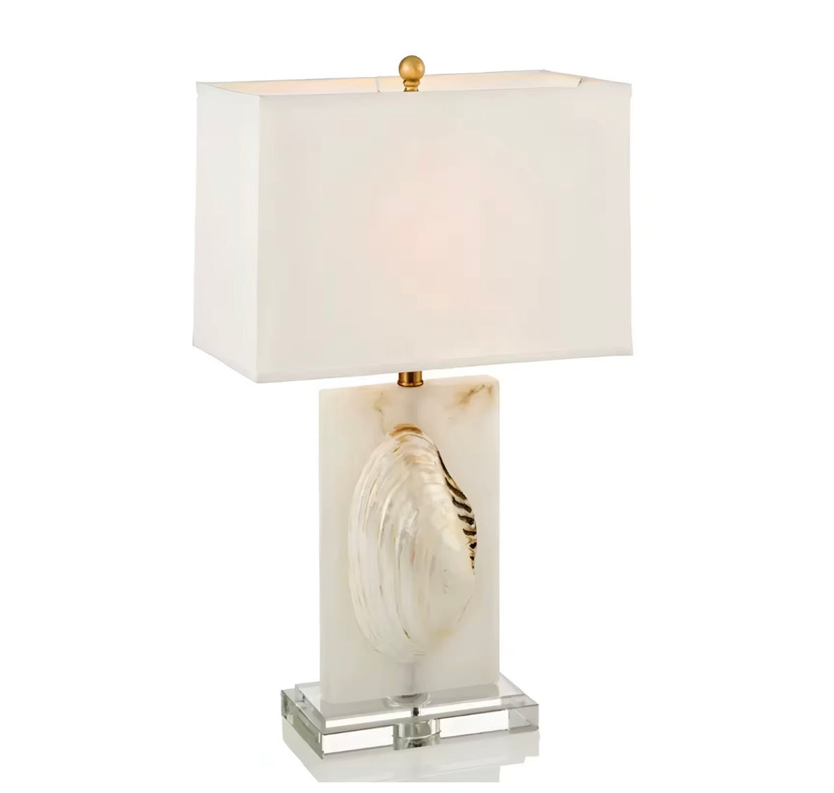 Pearl Oyster Marble & Crystal Table Lamp