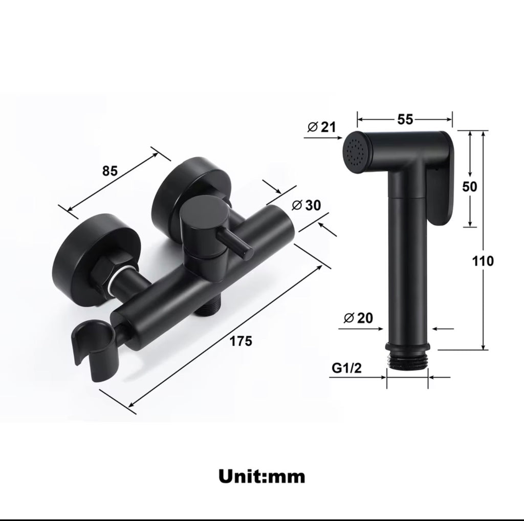 Valentino Hot & Cold Brass Wall-Mounted Bidet Sprayer Set