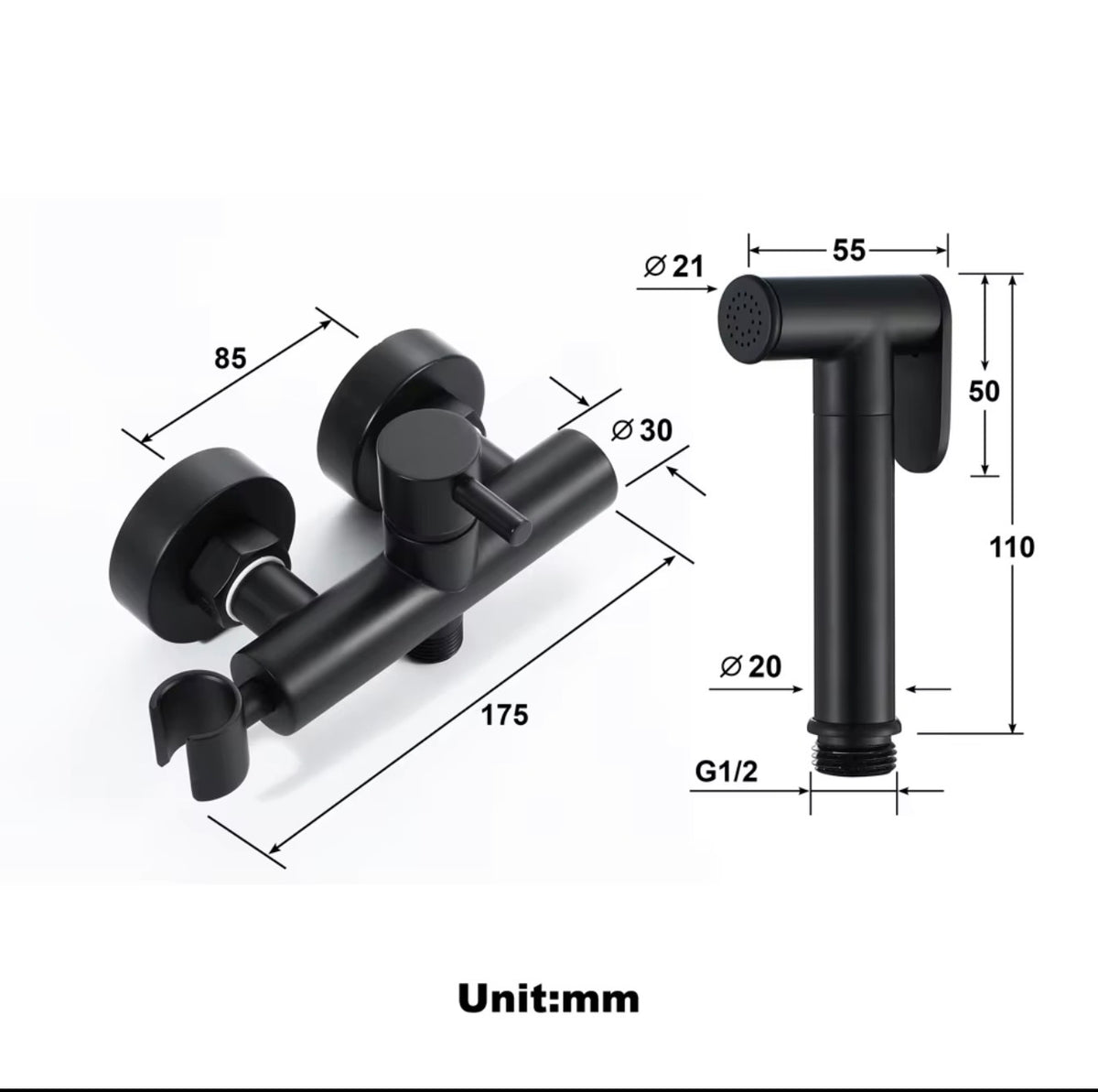 Valentino Hot & Cold Brass Wall-Mounted Bidet Sprayer Set