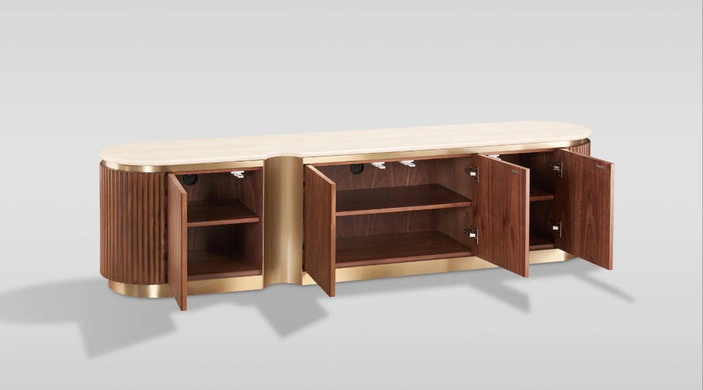Casa Milano Valente TV Console – Walnut & Cream White