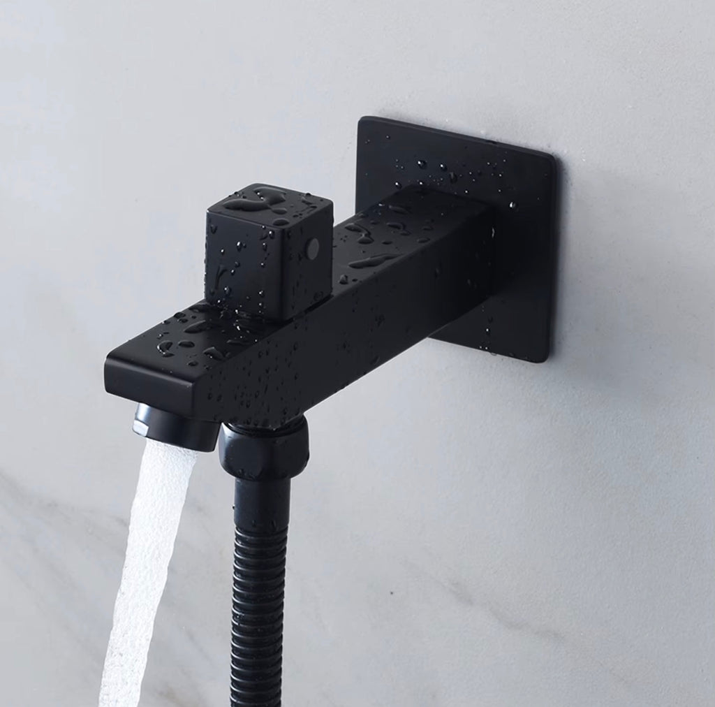 AURA Matte Black LED Shower Head Panel Waterfall Shower System