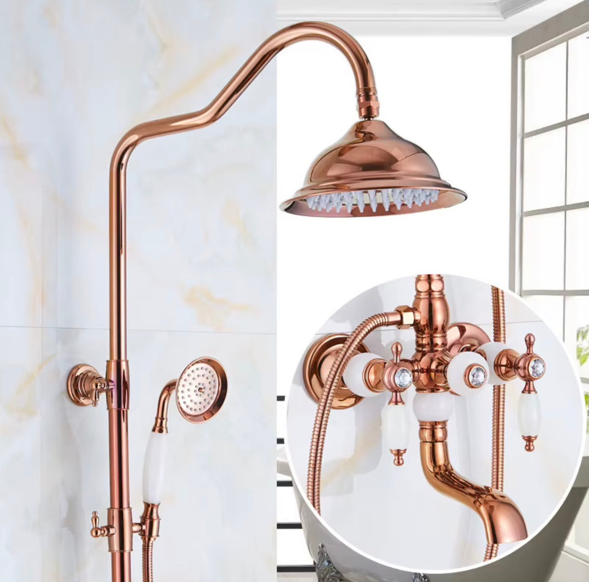 Rosalia Rose Gold Vintage Shower System