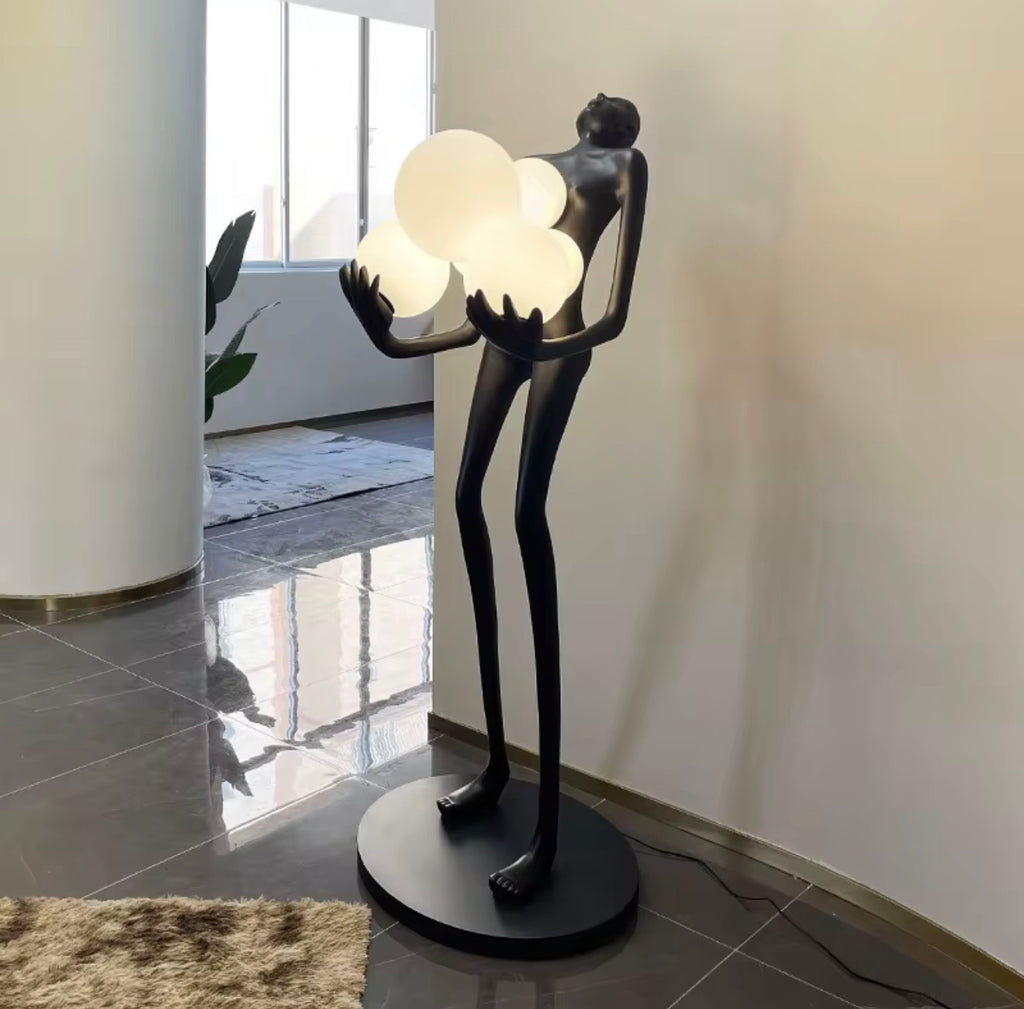 Casa Milano – Sculptural Figure Floor Lamp with Floating Glass Orbs
