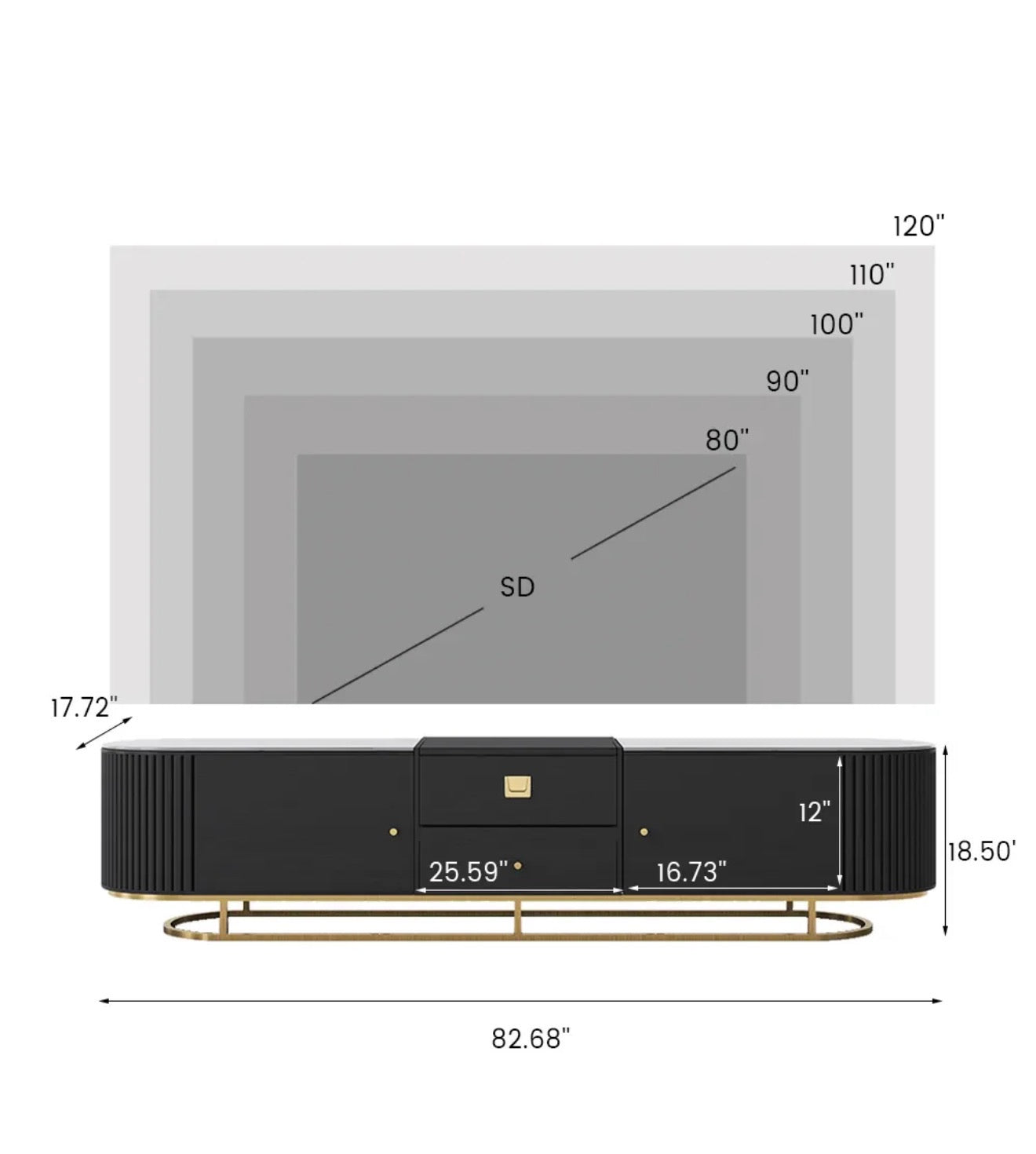 Casa Milano Sheri 83” Black Luxury TV Console
