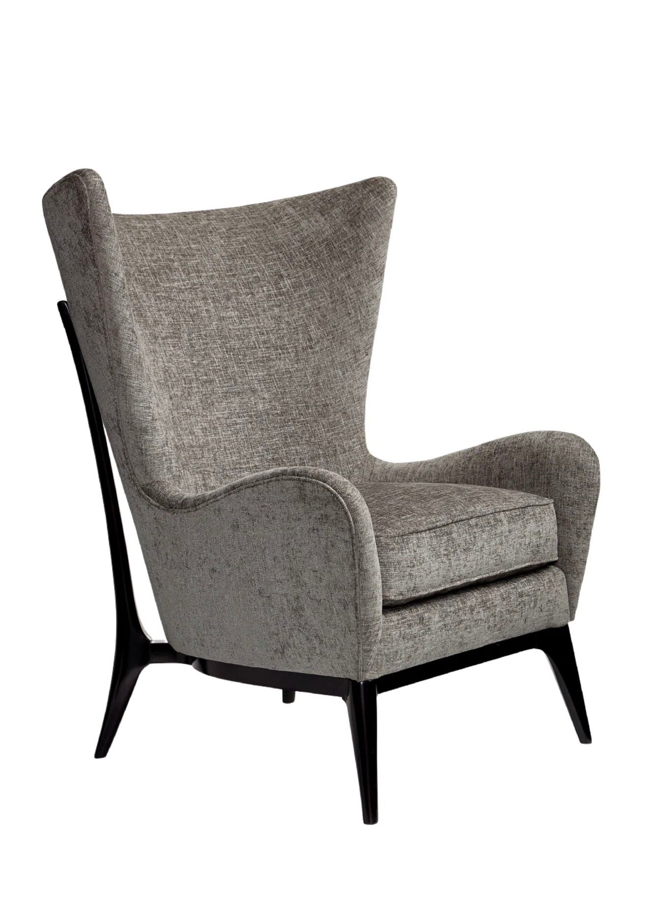 Casa Milano Modern Wing Lounge Chair – Textured Fabric (White & Gray)