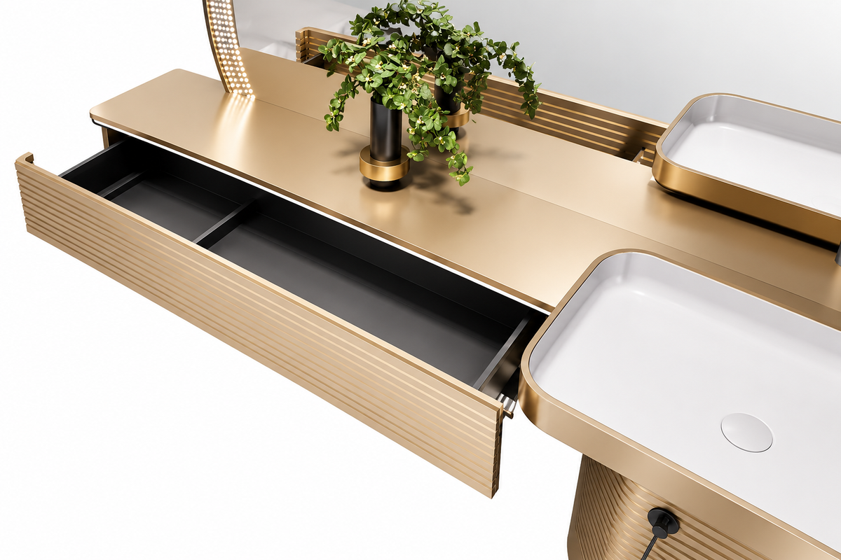 Ferruccio 94-Inch Sculptural Stainless Steel Bathroom Vanity