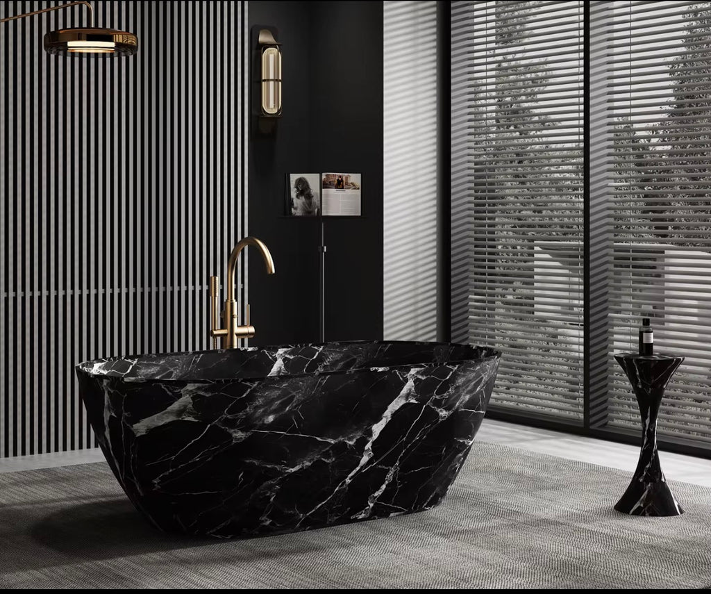 Nero Black Solid Surface Bathtub