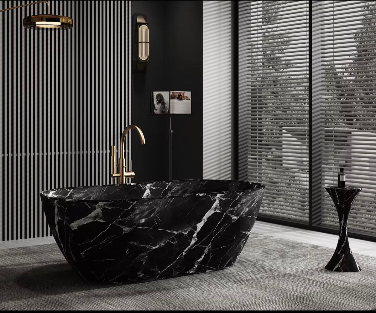 Nero Black Solid Surface Bathtub