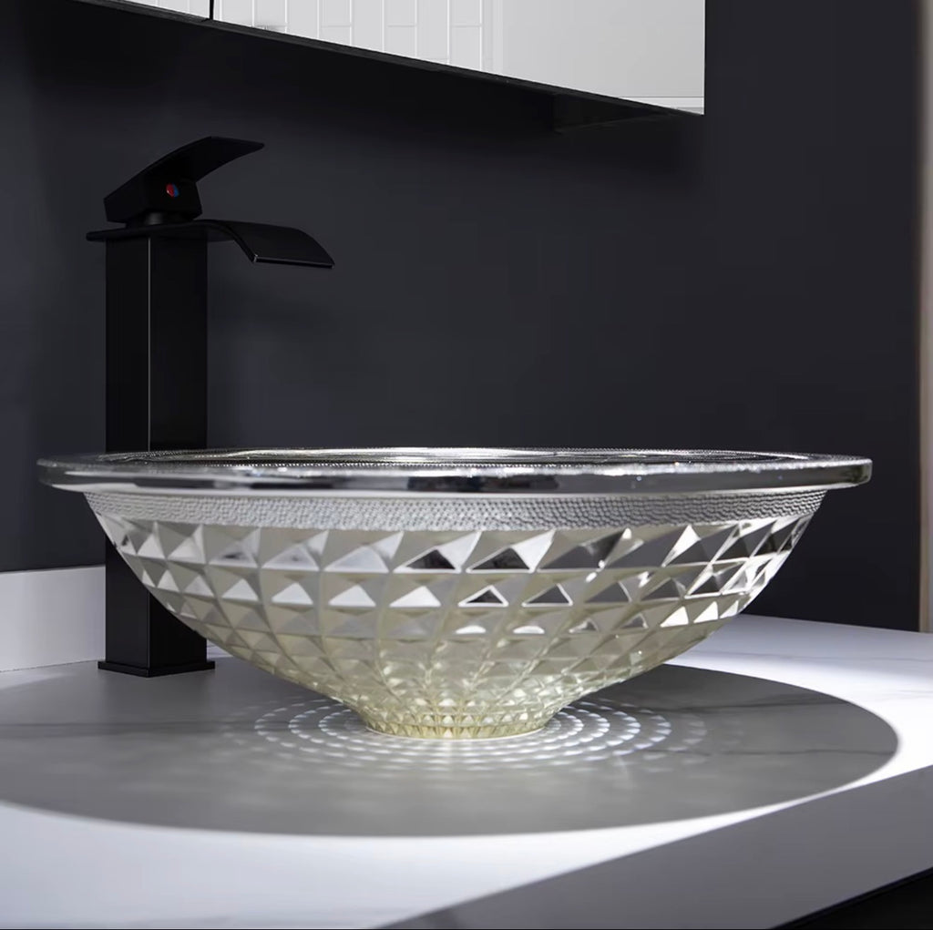 Diamante Faceted Glass Vessel Sink