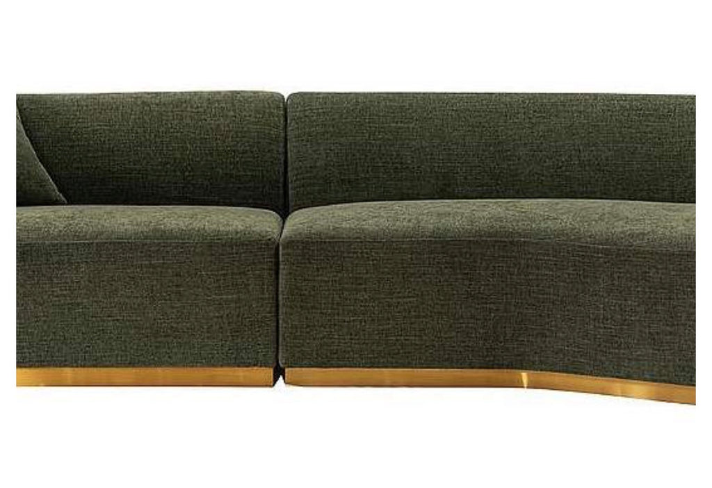 Casa Milano – Daria Contemporary Linen Sectional Sofa with Accent Pillows | Olive Green