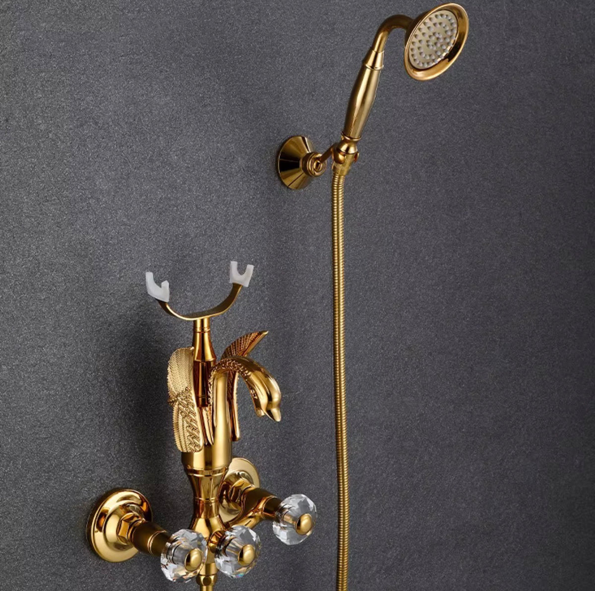 Vittoria Swan Sculptural Brass Shower Set