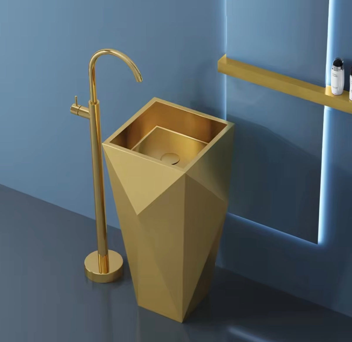 Adelardi 304 Stainless Steel Diamond Pedestal Sink