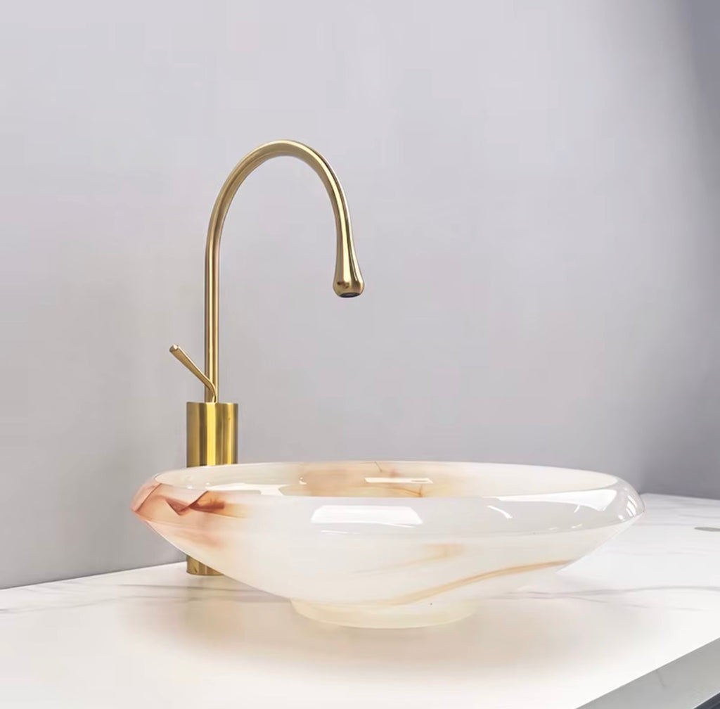 Alessia Warm Ivory Vessel Sink Set