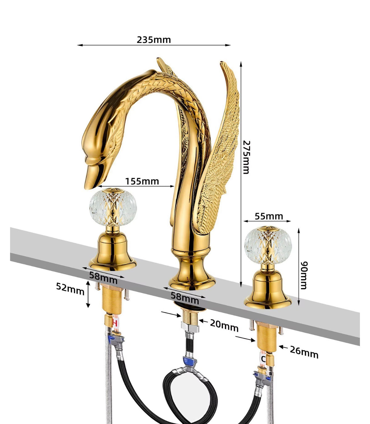 Odette Swan Sculptural Brass Basin Faucet