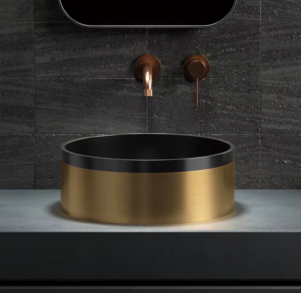 Lorenzo Black & Gold Stainless Steel Vessel Sink
