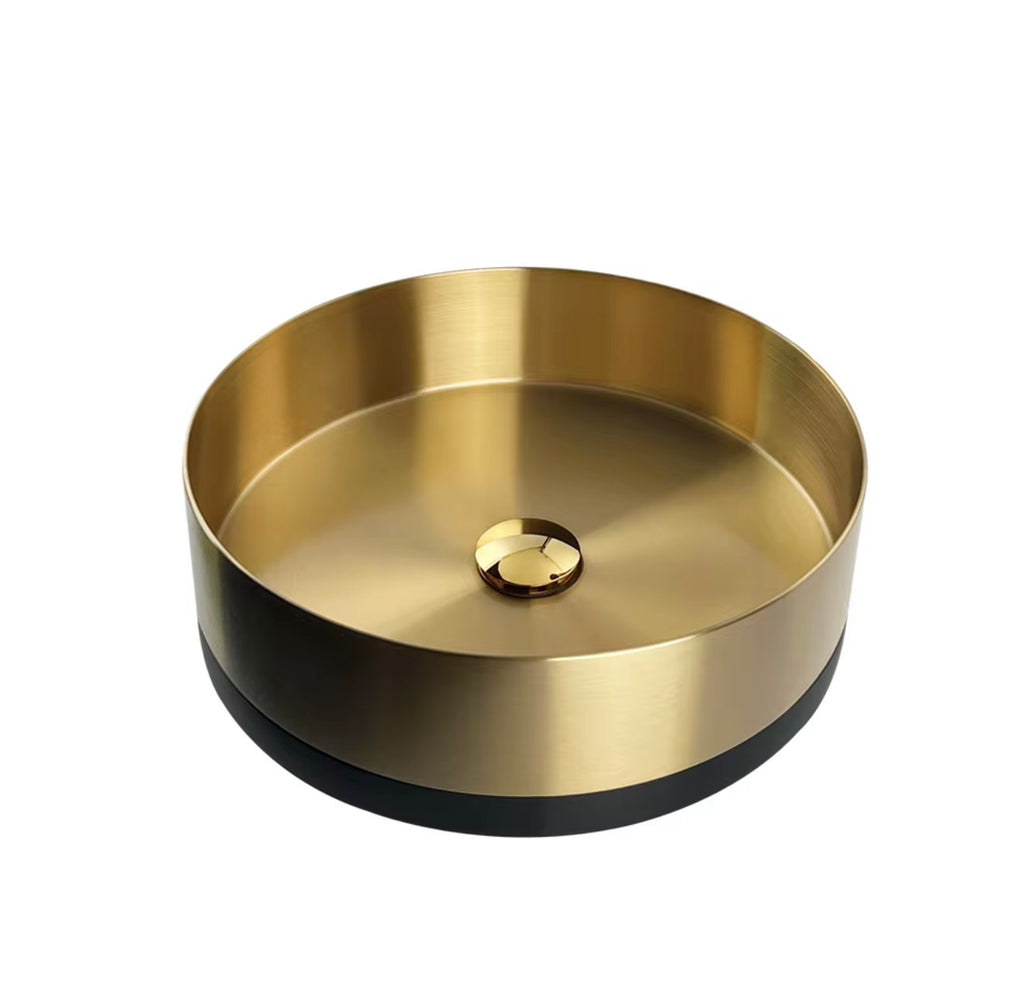 Vittoria Two-Tone Gold & Black Stainless Steel Vessel Sink
