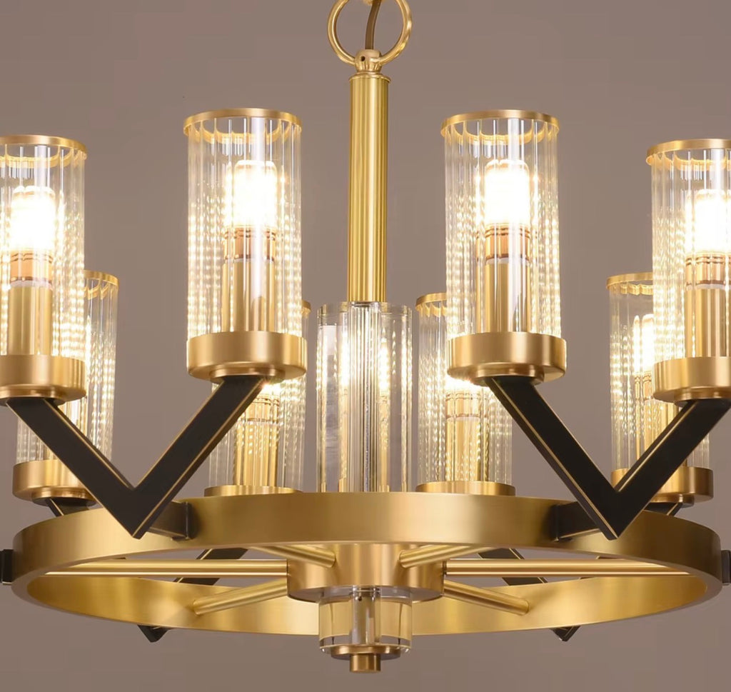 Vittoria Black & Gold Glass Chandelier