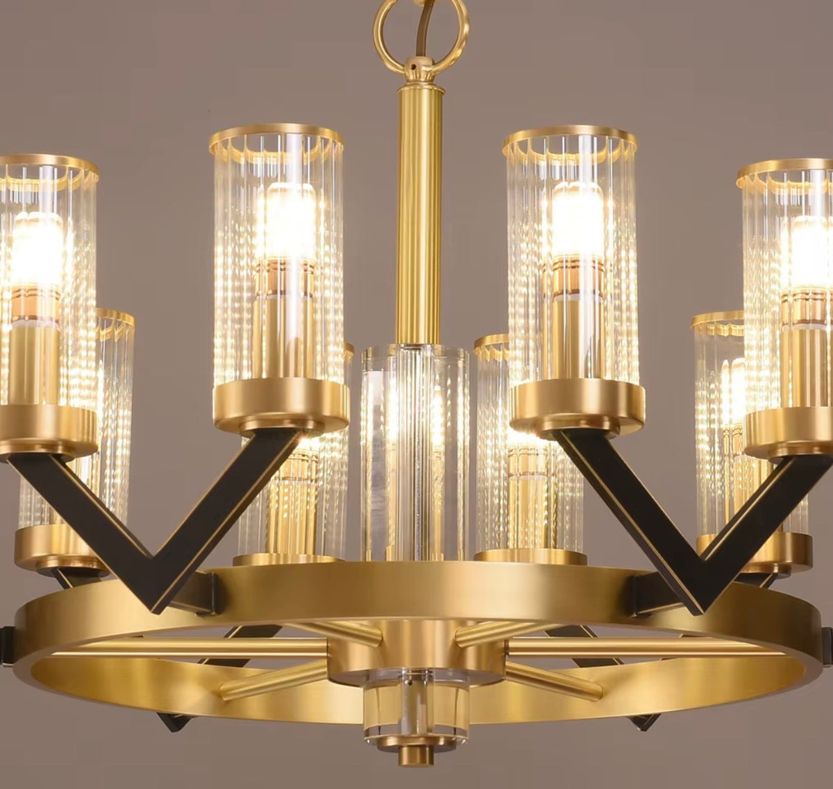 Vittoria Black & Gold Glass Chandelier